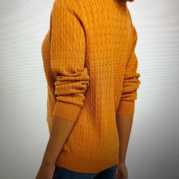 Kim Rogers Incan Orange Ribbed Cable Knit Long Sleeve Crew Sweater NWT Size L - Picture 3 of 3